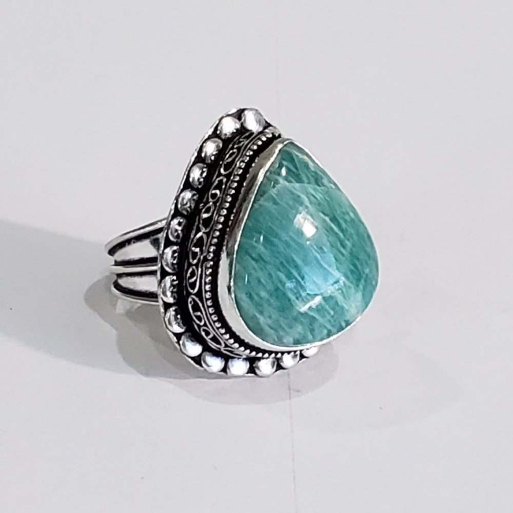 Amazonite Gemstone, 925 Silver Ring - image 1